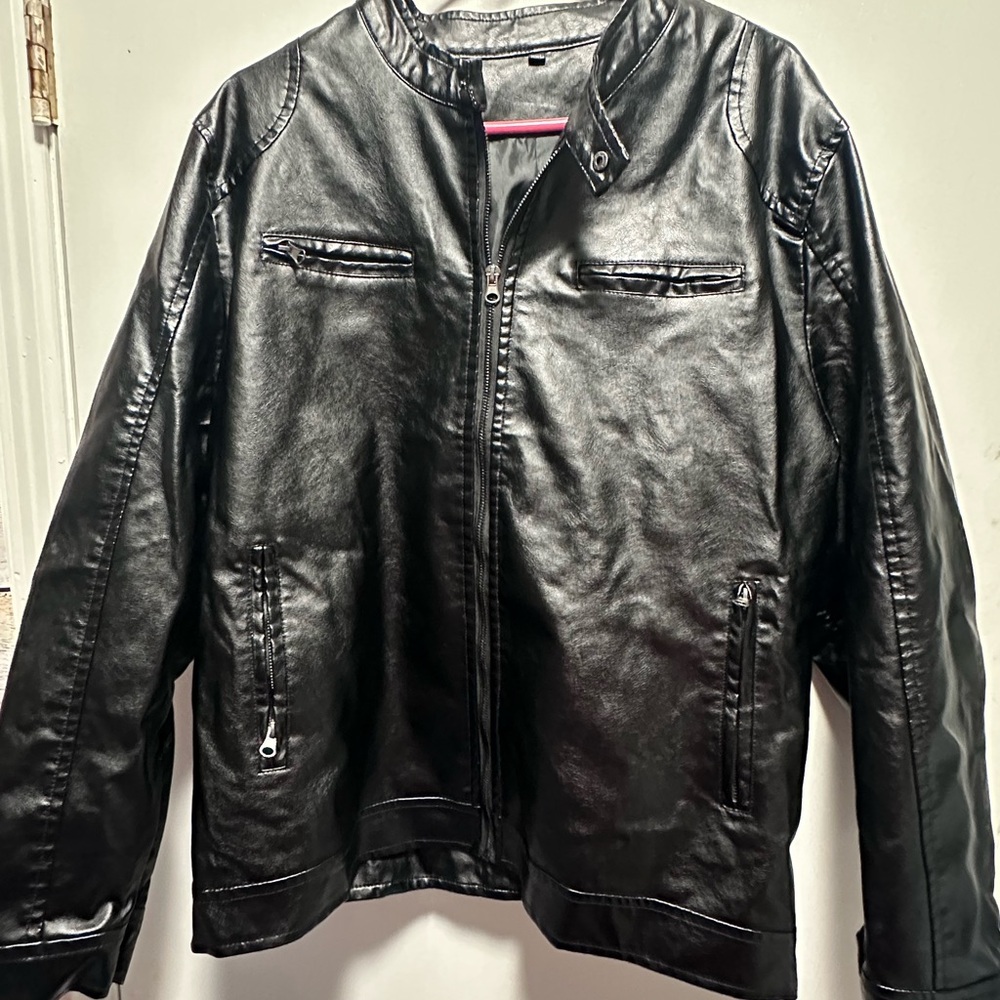 Women’s Black Faux Leather Zip Jacket